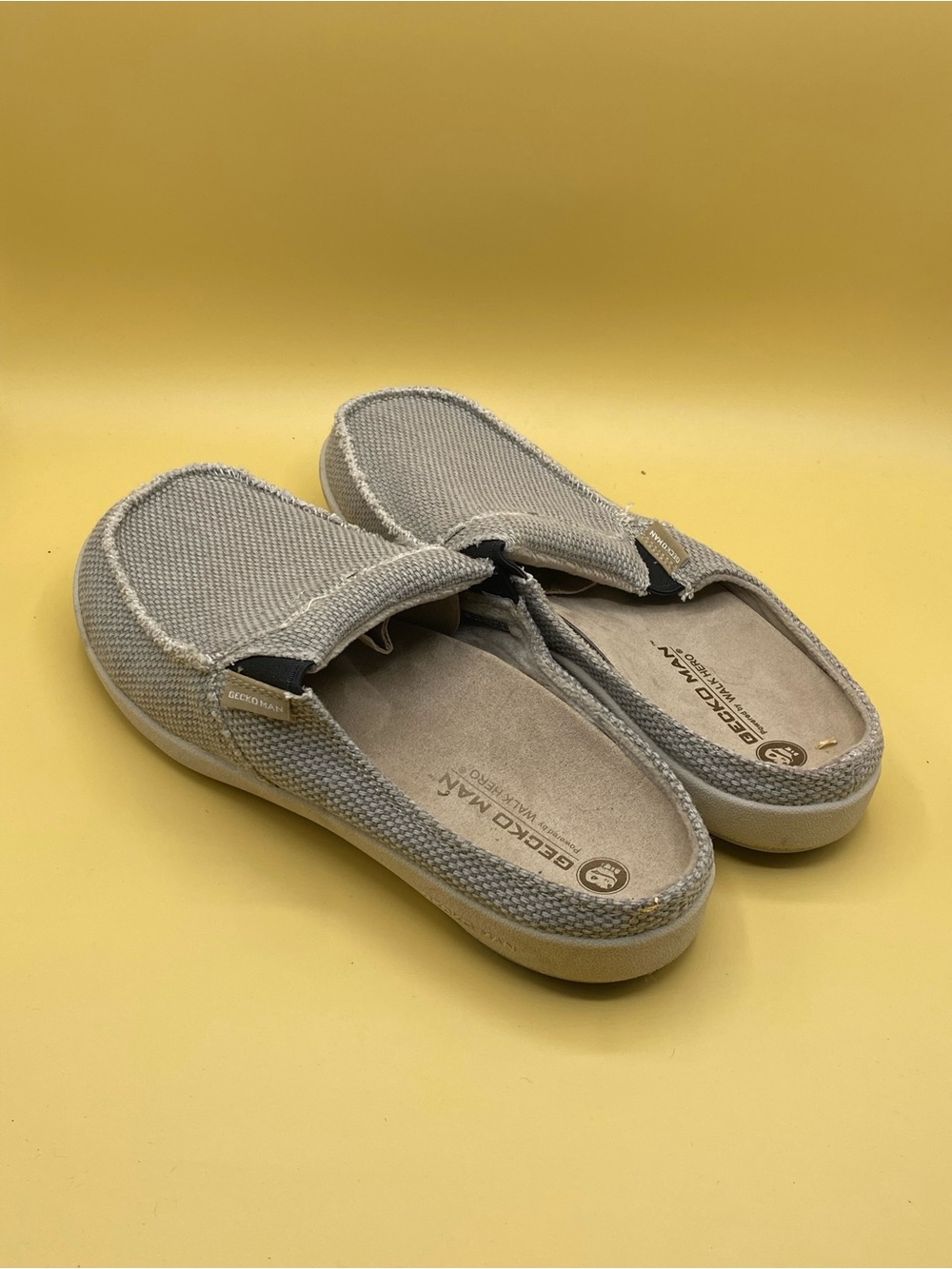 Slip-On Canvas Mule Loafers in Light Gray - - Picture 3 of 4